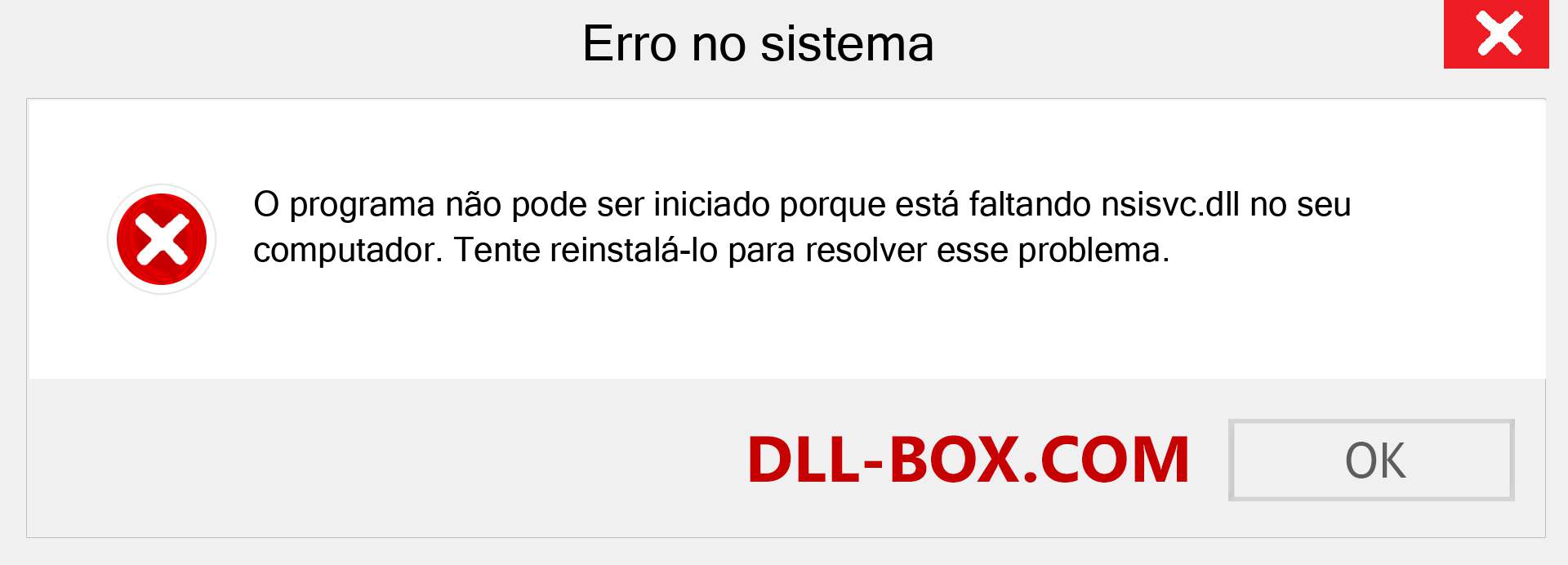 Arquivo nsisvc.dll ausente ?. Download para Windows 7, 8, 10 - Correção de erro ausente nsisvc dll no Windows, fotos, imagens